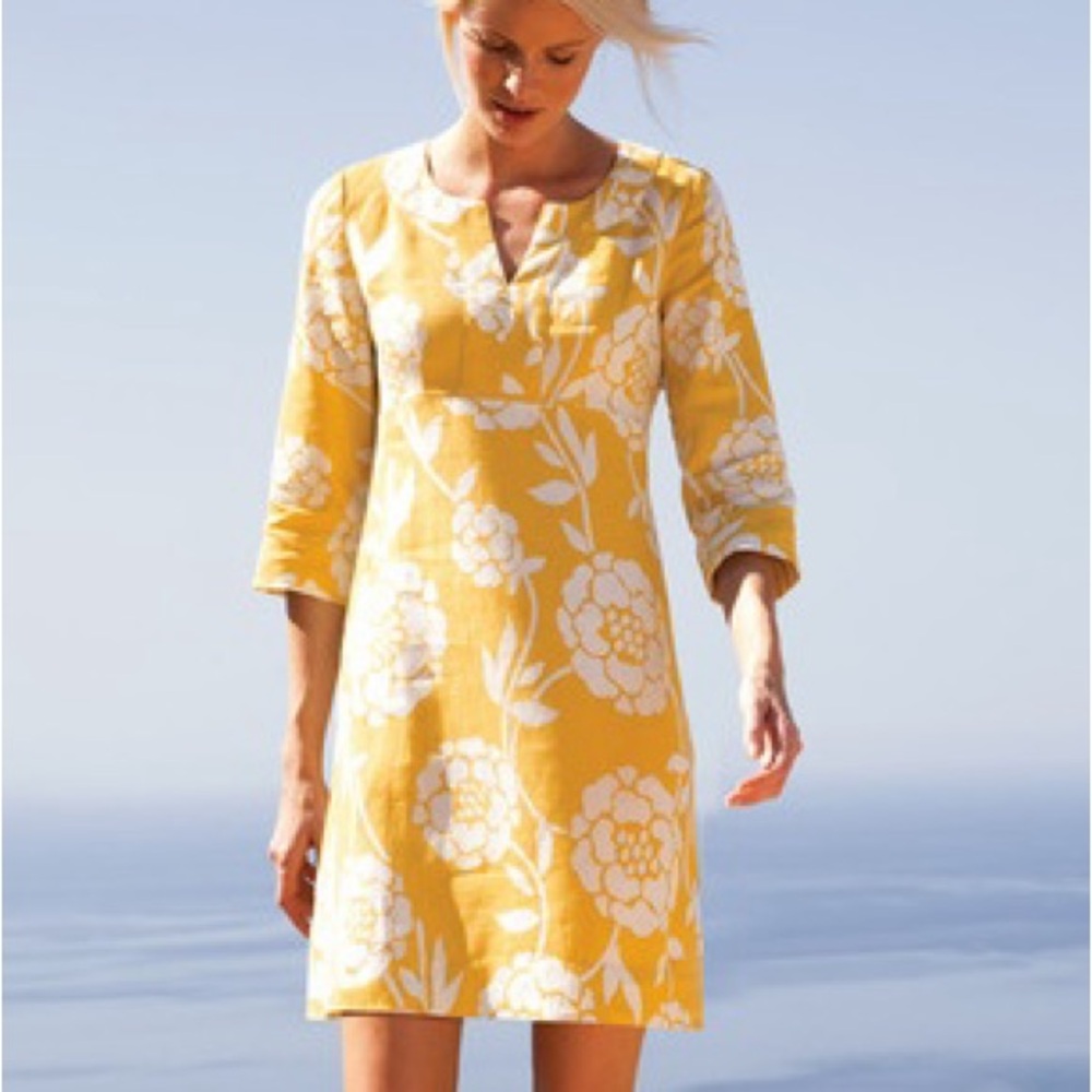 Boden Linen Yellow Floral Dress